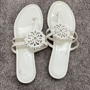white sandals